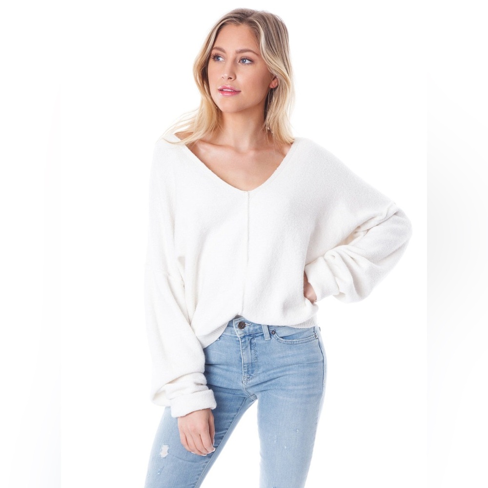 Free People Take Me Places Pullover IvorySweater, Size Large